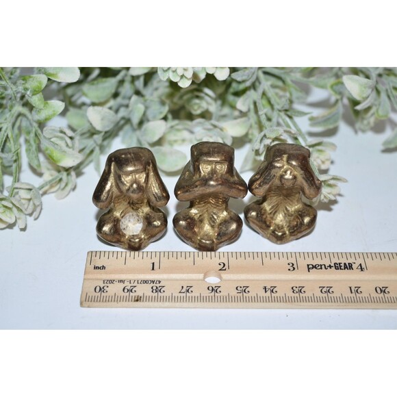 Vtg Brass 3 Wise Monkeys See No Evil Hear Speak  Small - Picture 3 of 5